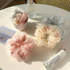 Set of 6 2-Tier Yarn Scrunchies for Women's Hair