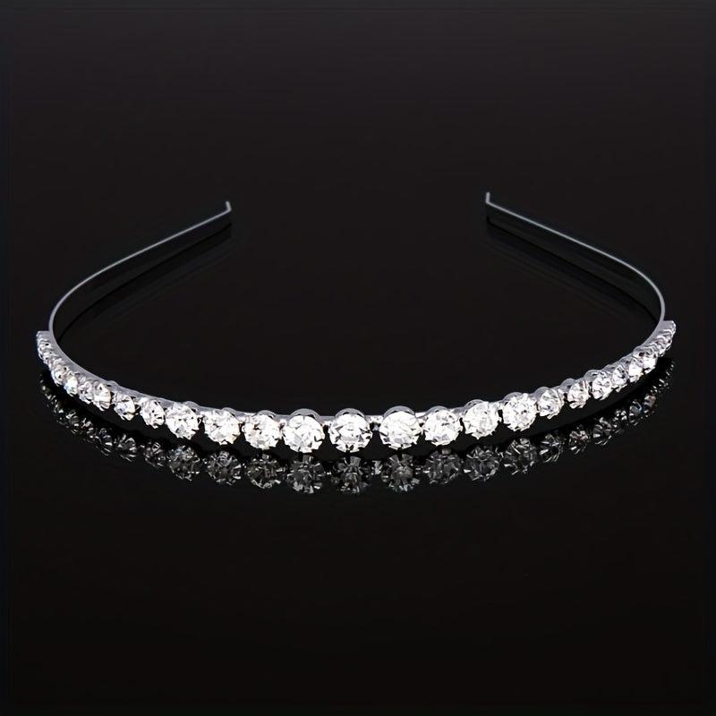 Rhinestone Decor Headband Metal Head Hoop Skinny Hair Band Glitter Headdress