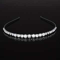 Rhinestone Decor Headband Metal Head Hoop Skinny Hair Band Glitter Headdress