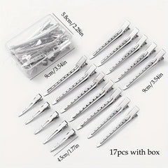 10pcs Silvery Metal Hair Clips for Styling, Salon Tool