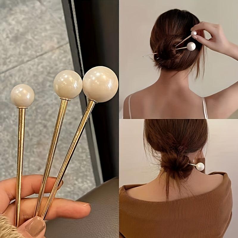 Faux Pearl Hairpin Hair Stick Metal Style Hairpin Hair Accessories