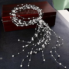 Bridal Faux Pearl Headdress Beaded Hairband Wedding Dress Accessories