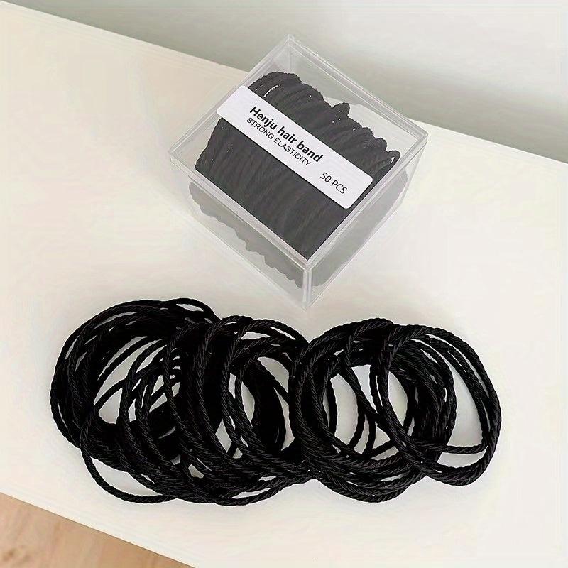50pcs Boxed Rubber Band Head Tie Hair Rope for Girls Women
