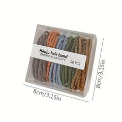 50pcs Boxed Rubber Band Head Tie Hair Rope for Girls Women