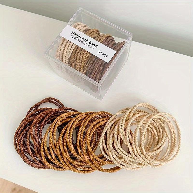 50pcs Boxed Rubber Band Head Tie Hair Rope for Girls Women