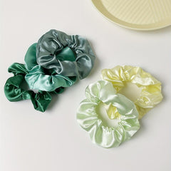 5pcs Silky Satin Hair Tie Green Ponytail Holder
