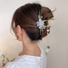 Chinese Style Flower Tassel Hair Claw Clip