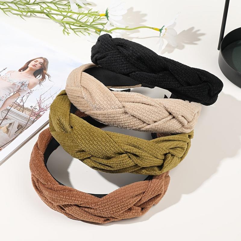 Flannel Braided Headbands Hairband Criss Cross Fall Winter Hair Accessories