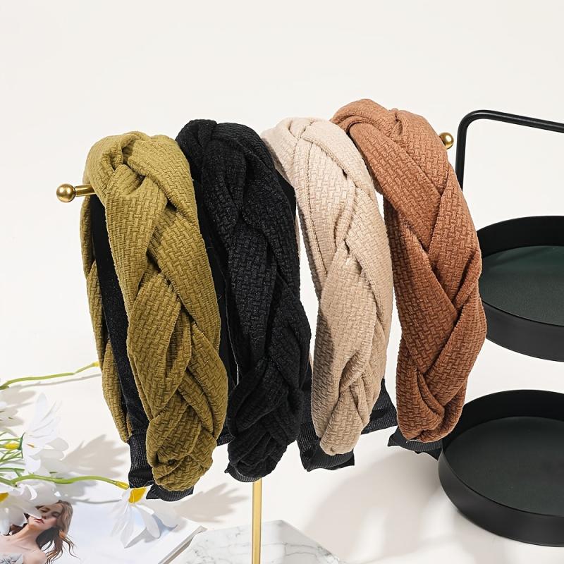 Flannel Braided Headbands Hairband Criss Cross Fall Winter Hair Accessories