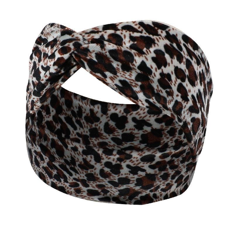 Leopard Wide Brim Hairband Velvet Headband for Women