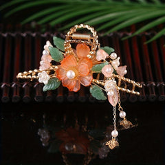 Flower Hair Claw Shark Claw Resin Flower Faux Pearl Hair Clip