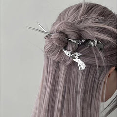 Vintage Style 2pcs Wave Hairpin Alloy Silvery Chinese Hanfu Hair Accessories