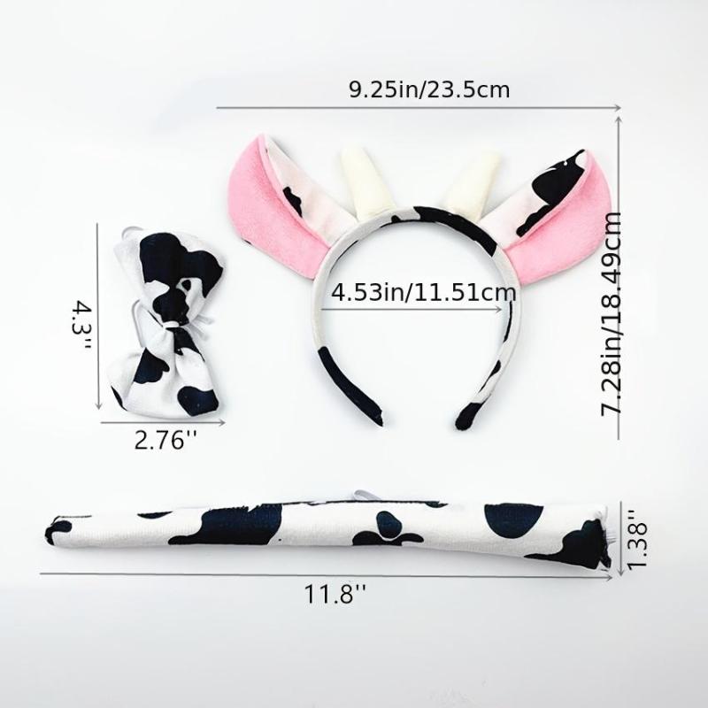 Cow Headband Bow Tie Tail Milk Cow Hair Bands Headpiece Women