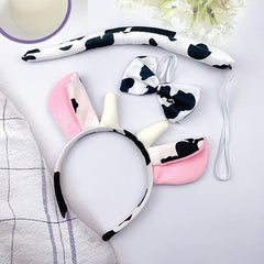 Cow Headband Bow Tie Tail Milk Cow Hair Bands Headpiece Women