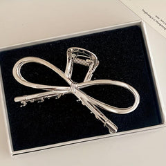 Silvery Bowknot Metal Hair Claw Clip Non Slip Strong Hold Grip Hair Jaw Clip