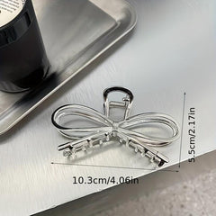 Silvery Bowknot Metal Hair Claw Clip Non Slip Strong Hold Grip Hair Jaw Clip