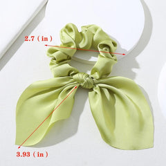 Solid Bow Scrunchies Ponytail Holder With Tail Rabbit Bunny Ear Bowknot Hair Acc