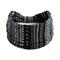 Boho Style Vintage Hair Tie Stretch Wide Brim Striped Hair Accessories