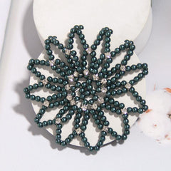Faux Pearl Hair Snood Elastic Hair Net Crochet Hairnet Ballet Bun Cover