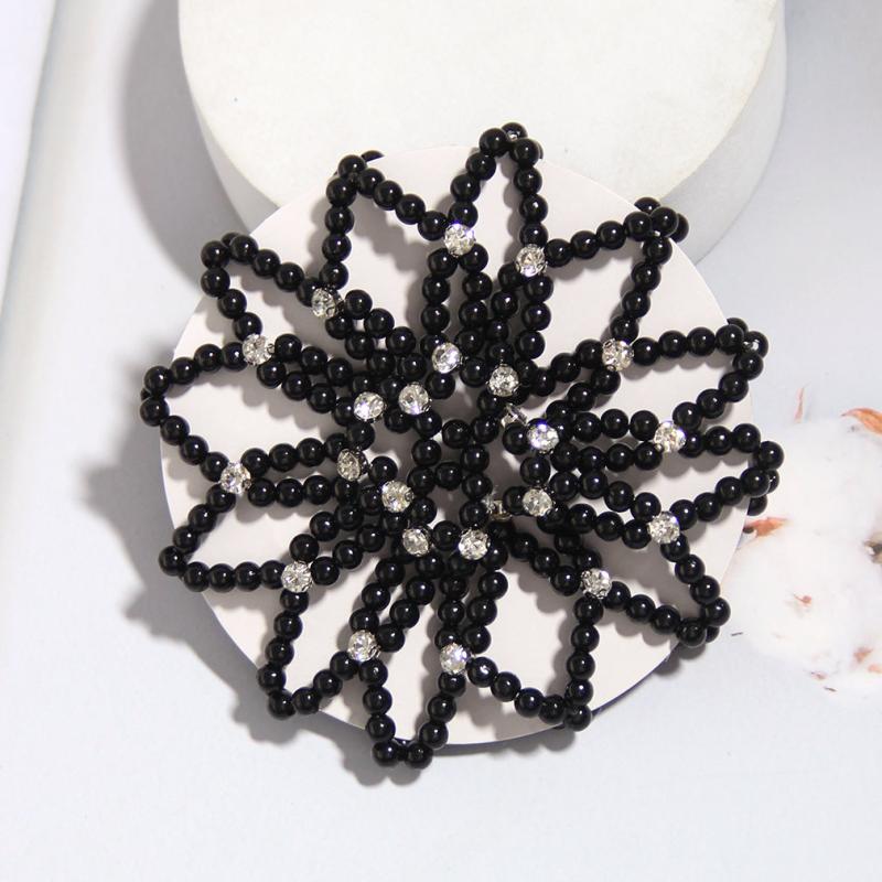 Faux Pearl Hair Snood Elastic Hair Net Crochet Hairnet Ballet Bun Cover
