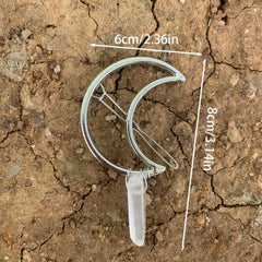 Opalite Crescent Moon Hair Clip Crystal Jewelry