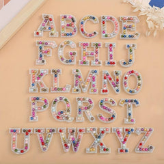 26pcs Pearl Rhinestone Letter Shape Patches DIY Clothing Accessories