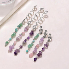 Braided Hair Rope Crystal Stone Pendant Boho Style Hair Clip