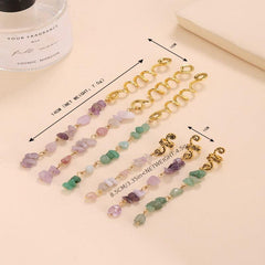 Braided Hair Rope Crystal Stone Pendant Boho Style Hair Clip