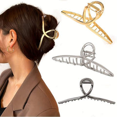 3pcs Large Metal Hair Claw Back Head Hair Clip Vintage
