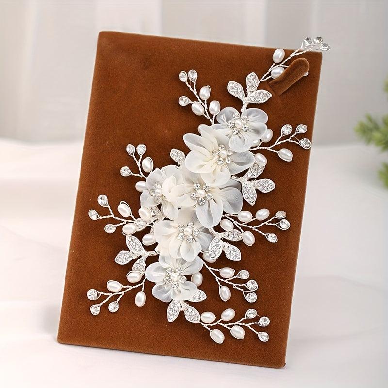 Rhinestone Faux Pearl Flower Hair Clip Non slip Side Clip Hair Accessories