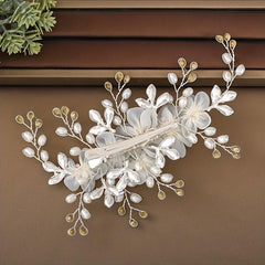 Rhinestone Faux Pearl Flower Hair Clip Non slip Side Clip Hair Accessories