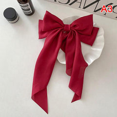 Bow Ribbon Hair Clip Solid Satin Hair Pin Retro Hair Accessories