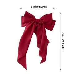 Bow Ribbon Hair Clip Solid Satin Hair Pin Retro Hair Accessories
