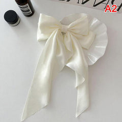 Bow Ribbon Hair Clip Solid Satin Hair Pin Retro Hair Accessories