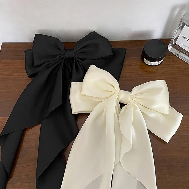 Bow Ribbon Hair Clip Solid Satin Hair Pin Retro Hair Accessories