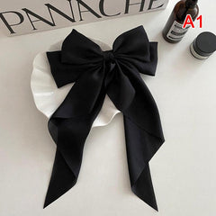 Bow Ribbon Hair Clip Solid Satin Hair Pin Retro Hair Accessories