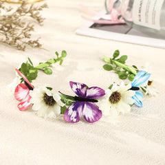 Bohemia Butterfly Leaf Headband Purple Flowers Beach Headband