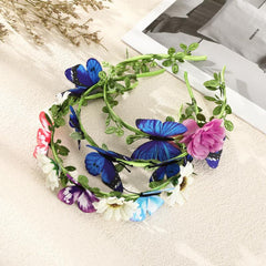 Bohemia Butterfly Leaf Headband Purple Flowers Beach Headband