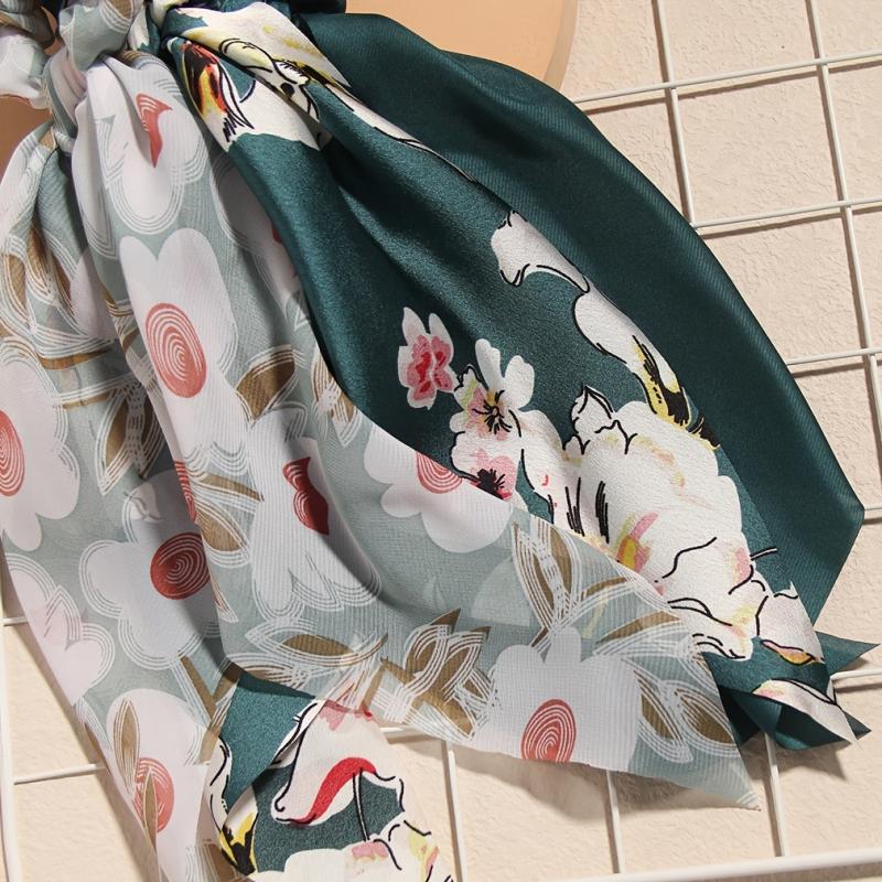 3pcs Floral Hair Scarf Scrunchies Bowknot Chiffon Hair Scarves