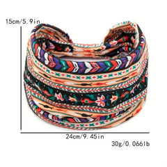 Boho Flower Print Knotted Headband for Women