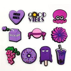 10pcs Purple Cartoon Shoe Charms Detachable Sandals Decoration Accessories Clogs