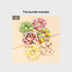 6pcs Fruit Print Scrunchies Hair Rope Elastic Band Headwear Hair Accessories