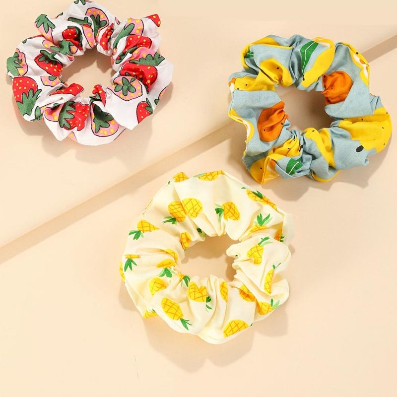 6pcs Fruit Print Scrunchies Hair Rope Elastic Band Headwear Hair Accessories
