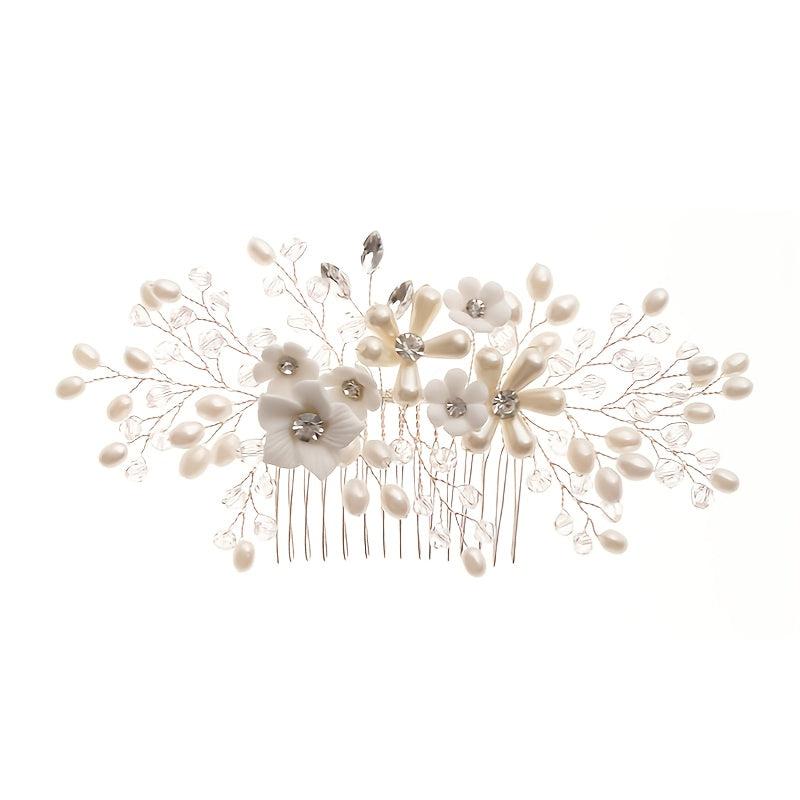 Floral Wedding Comb Pearl Hairpiece Bridal Hair Accessories