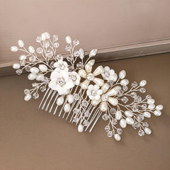 Floral Wedding Comb Pearl Hairpiece Bridal Hair Accessories