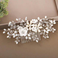 Floral Wedding Comb Pearl Hairpiece Bridal Hair Accessories