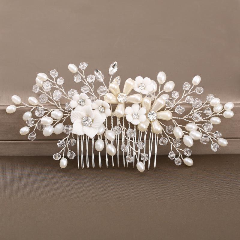 Floral Wedding Comb Pearl Hairpiece Bridal Hair Accessories