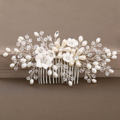 Floral Wedding Comb Pearl Hairpiece Bridal Hair Accessories