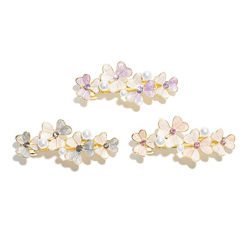 Daisy Rhinestone Faux Pearl Flower Hair Clip Barrette Women Hair Accessory