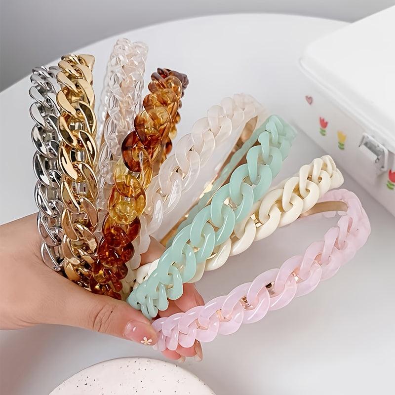 Resin Chain Hairband for Women Twisted Hair Chain Headband